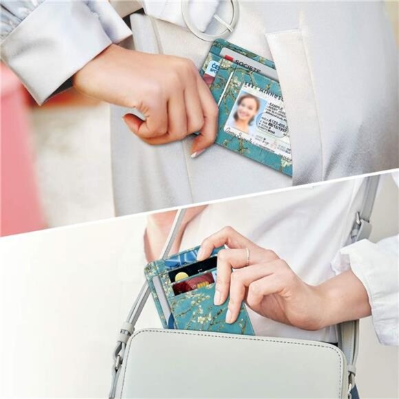 Slim Minimalist Front Pocket Wallet, RFID Blocking Credit Card Holder Card Cases - Picture 6 of 8